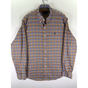 Ralph Lauren Button Down Oxford Shirt Mens XL Orange Plaid Pony Blake L/S